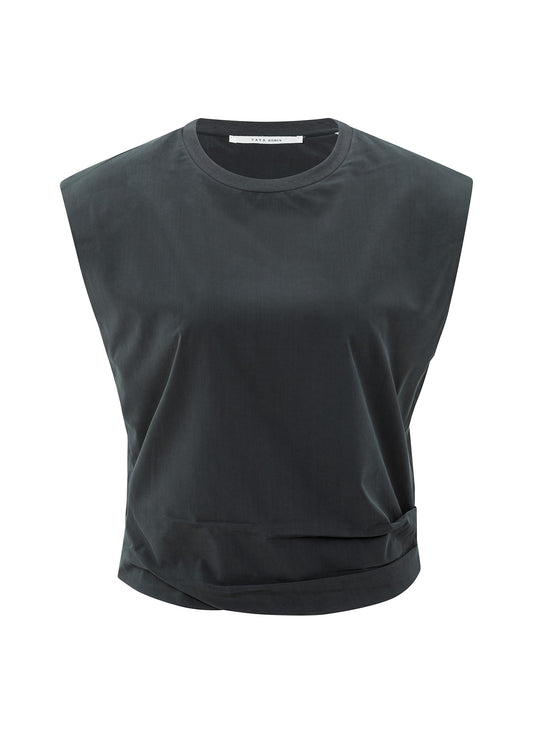 Top With Padded Shoulders And : Oyster Black 90205