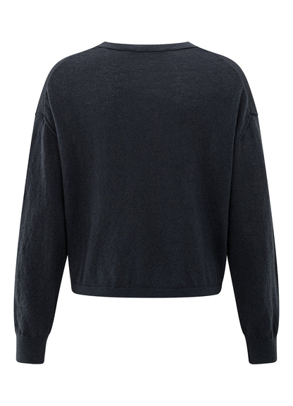 Textured Round Neck Sweater Ls : Inkwell Blue 94016