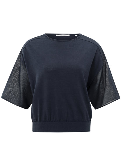 Boatneck Sweater With Transpar : Total Eclipse Blue 94010