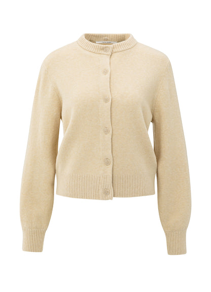 Cardigan With Detachable Woven : Yellow Sand Beige Melange 99009