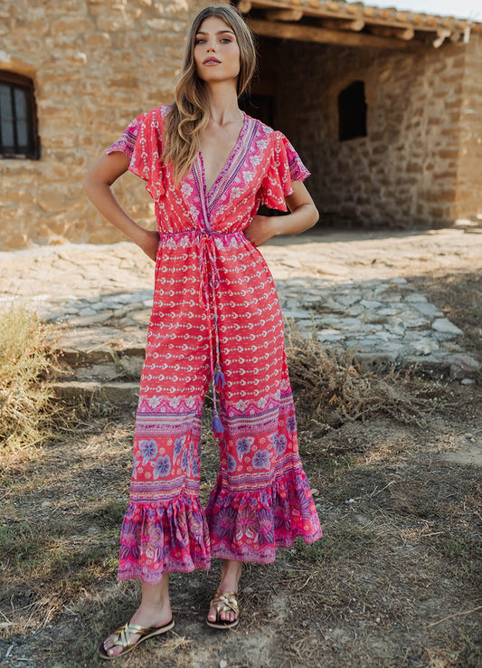 Long Jumpsuit Curacao Red : Red
