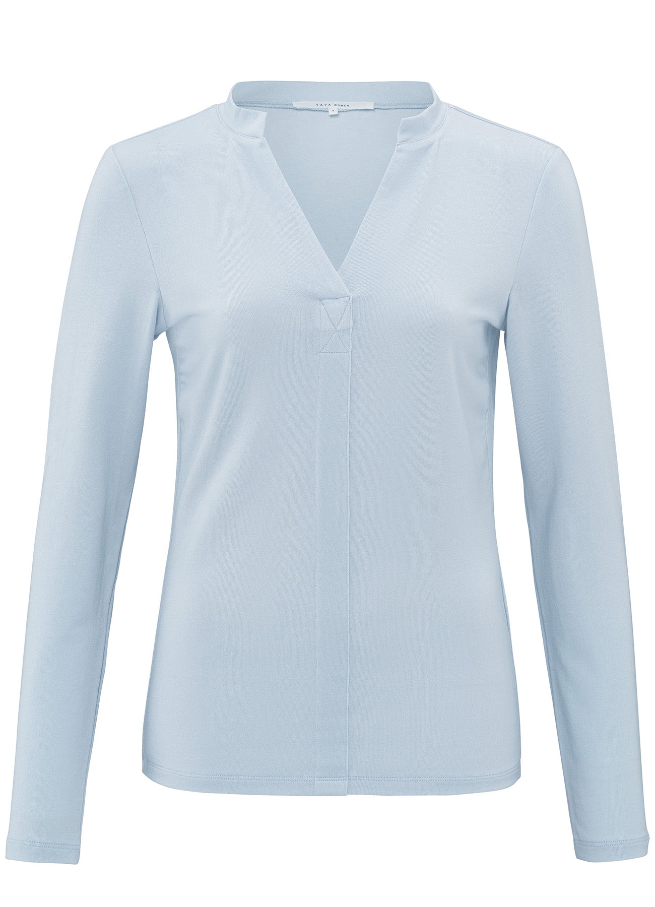 Jersey Henley Top With Long Sleeves : Gray Dawn Blue 44106