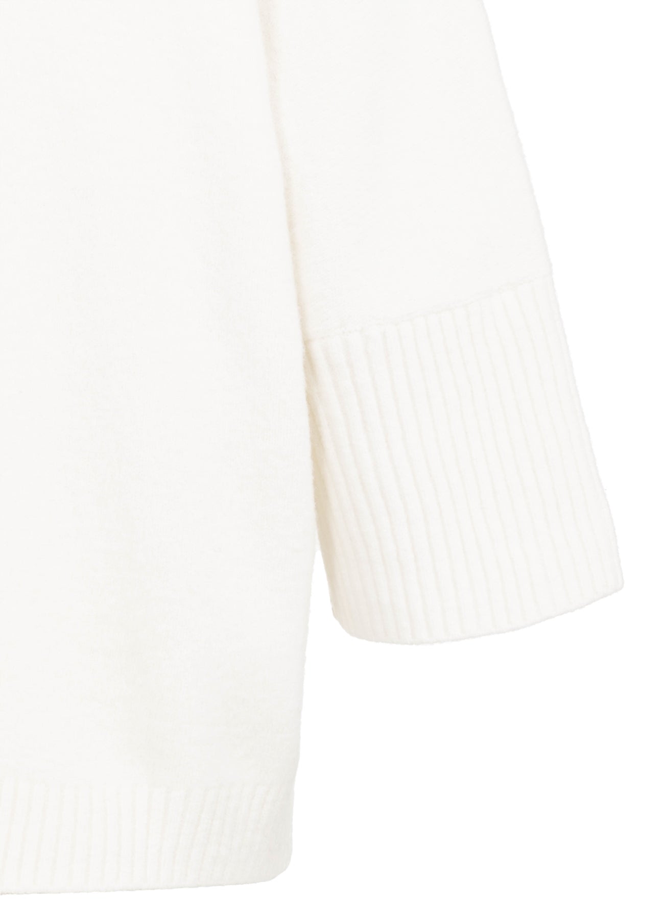 High Neckline Sweater With Rib Sleeves : Snowfall White Melange 100022