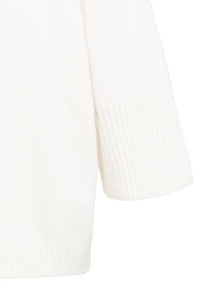 High Neckline Sweater With Rib Sleeves : Snowfall White Melange 100022
