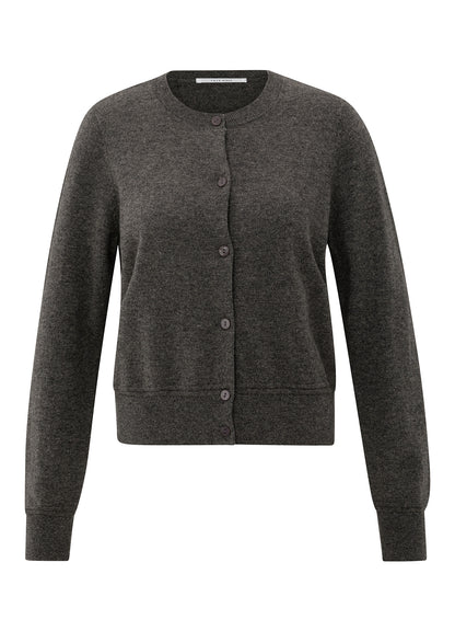 Cardigan With Long Sleeves : Dark Taupe Grey 80307