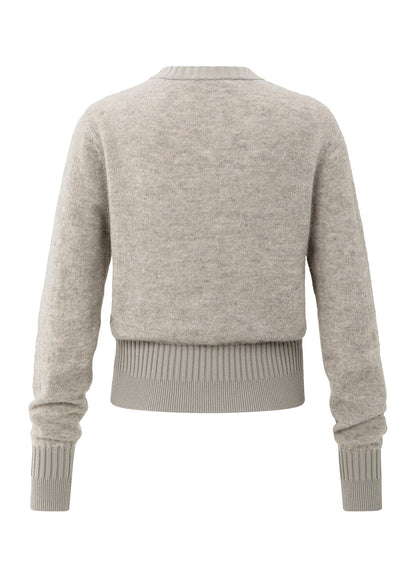 Cardigan With Rib Detail : Brownish Grey 99018