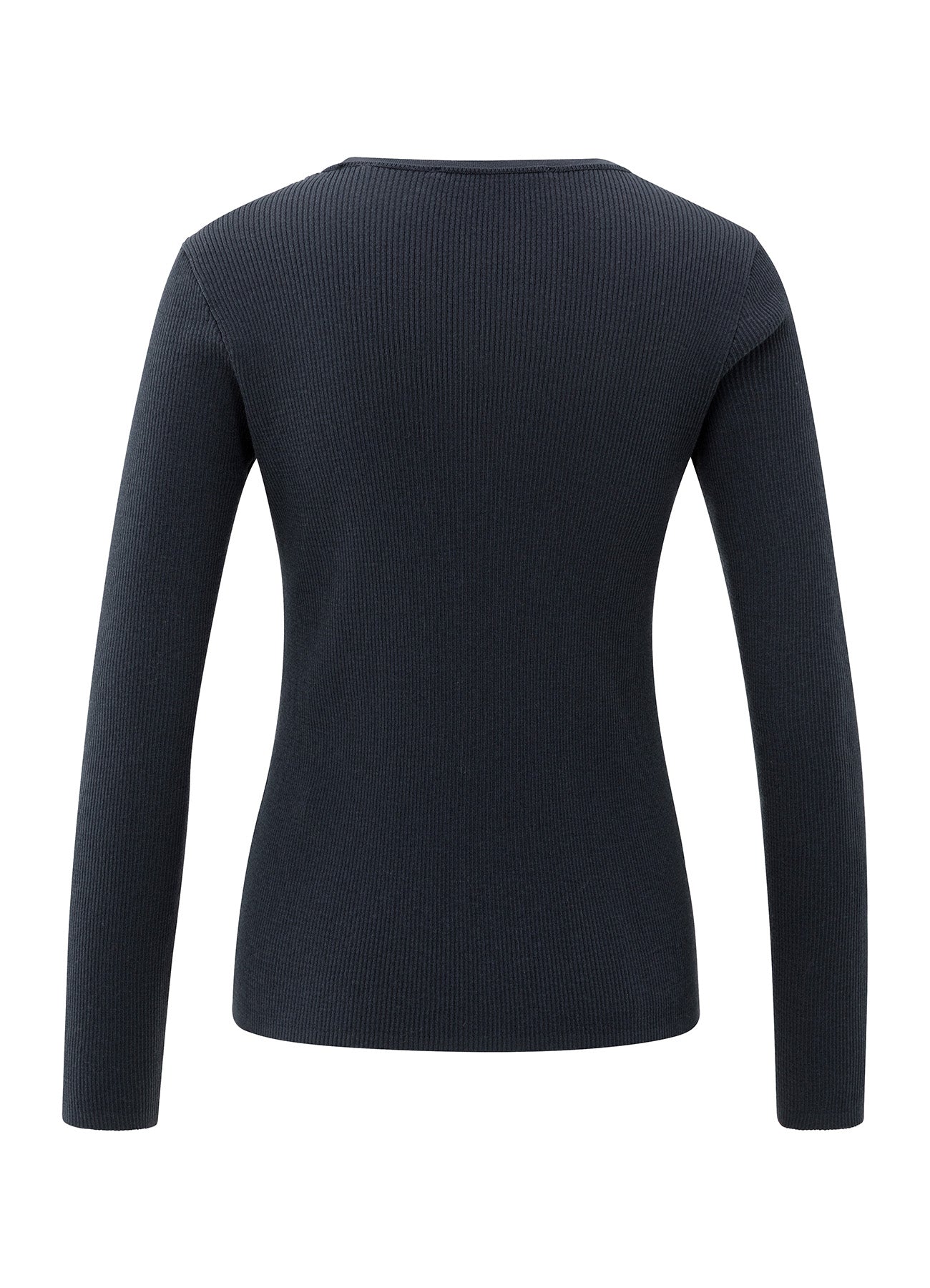 Fitted Round Neck Rib Stitch Sweater : Collegiate Blue 00001