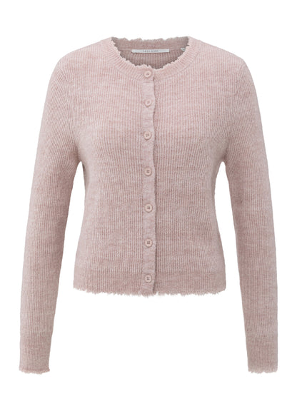Cardigan In Melange Yarn : Shadow Gray Pink Melange 94051