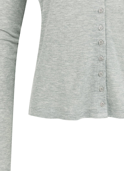 Jersey Cardigan With Small But : Medium Grey Melange 99022