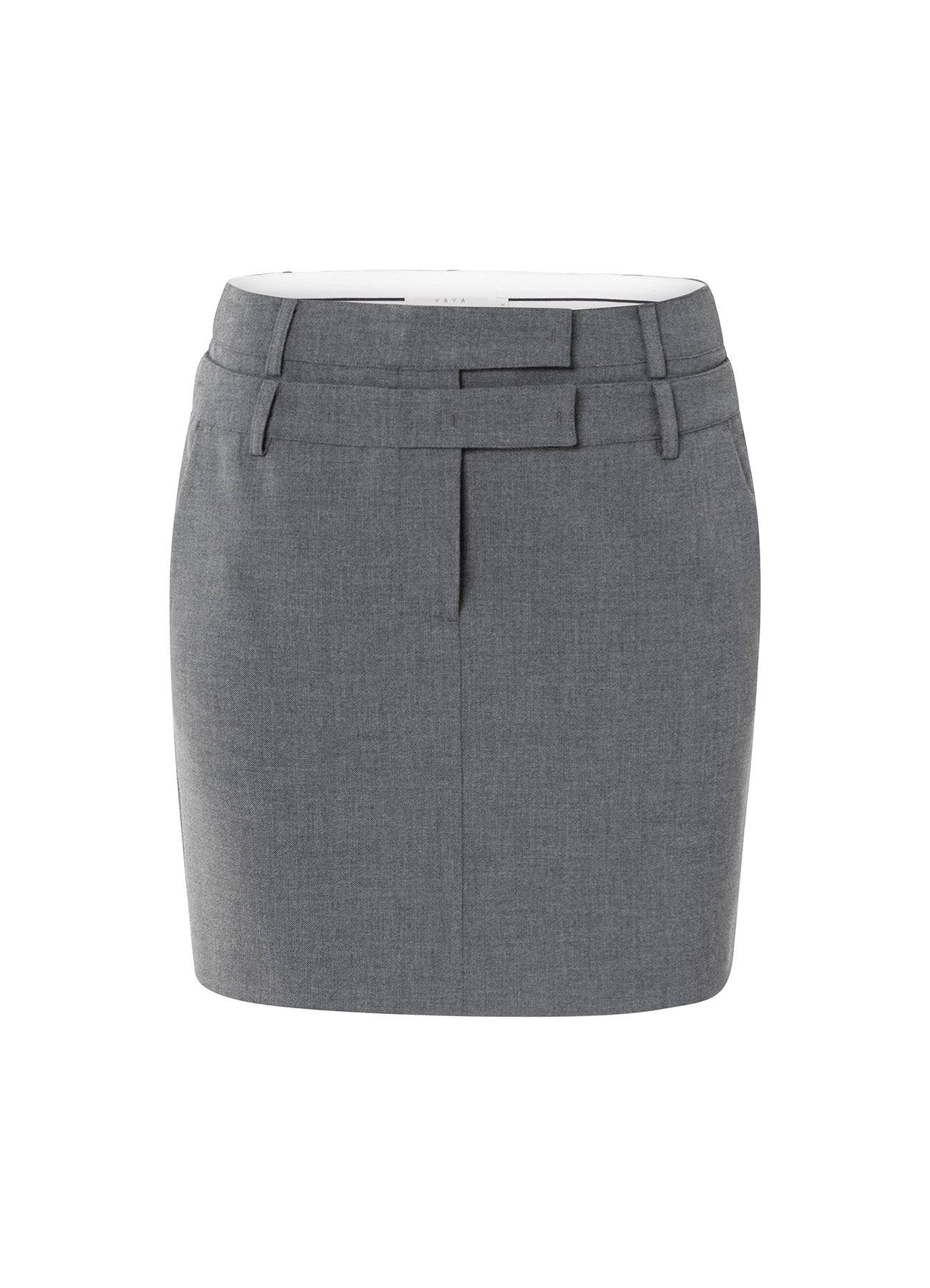 Woven Mini Skirt With Double L : Black Oyster Melange 99004