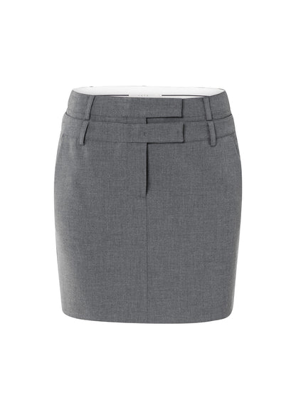 Woven Mini Skirt With Double L : Black Oyster Melange 99004