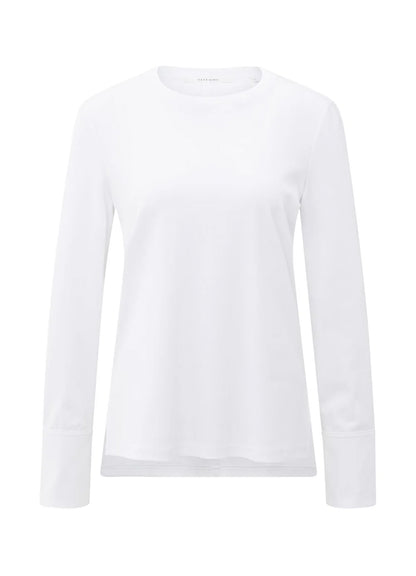Long Sleeve Jersey Top With Wo : Pure White 00000