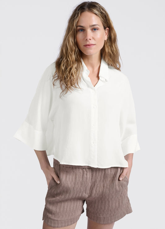 Cropped Loose Fit Blouse : Pure White 00000