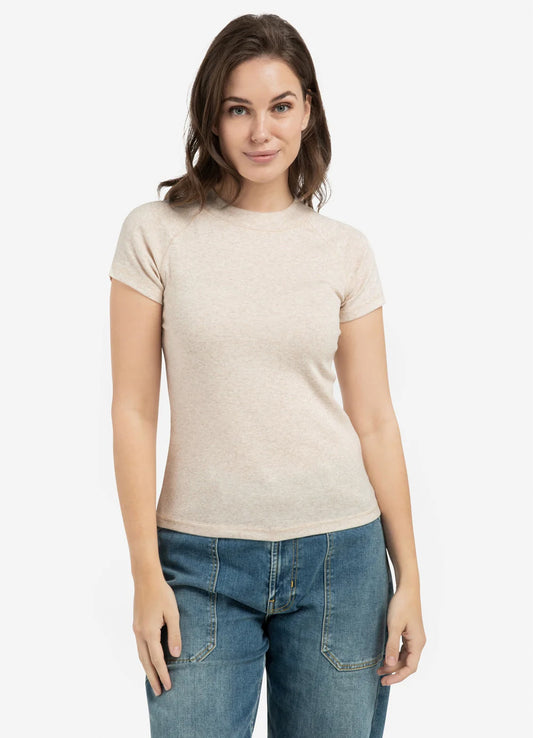 Jersey Melange Raglan Top : Kit Beige Melange 990442