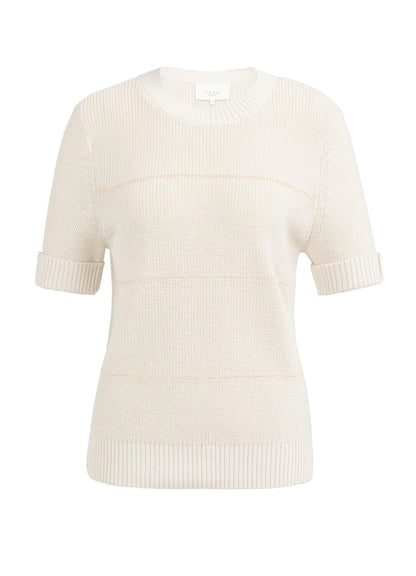 Knitted Furry Stripe Sweater S : Ecru Dessin 990531