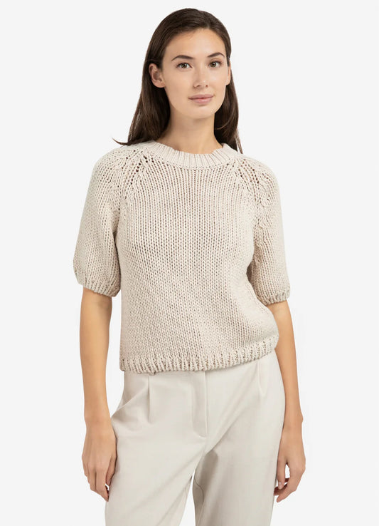 Heavy Yarn Sweater Short Sleev : Kit Beige 99044