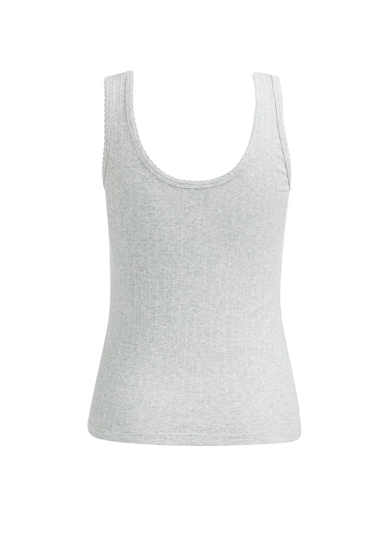 Rib Singlet With Fancy Edge : Medium Grey Melange 99022