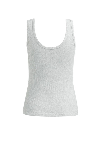 Rib Singlet With Fancy Edge : Medium Grey Melange 99022