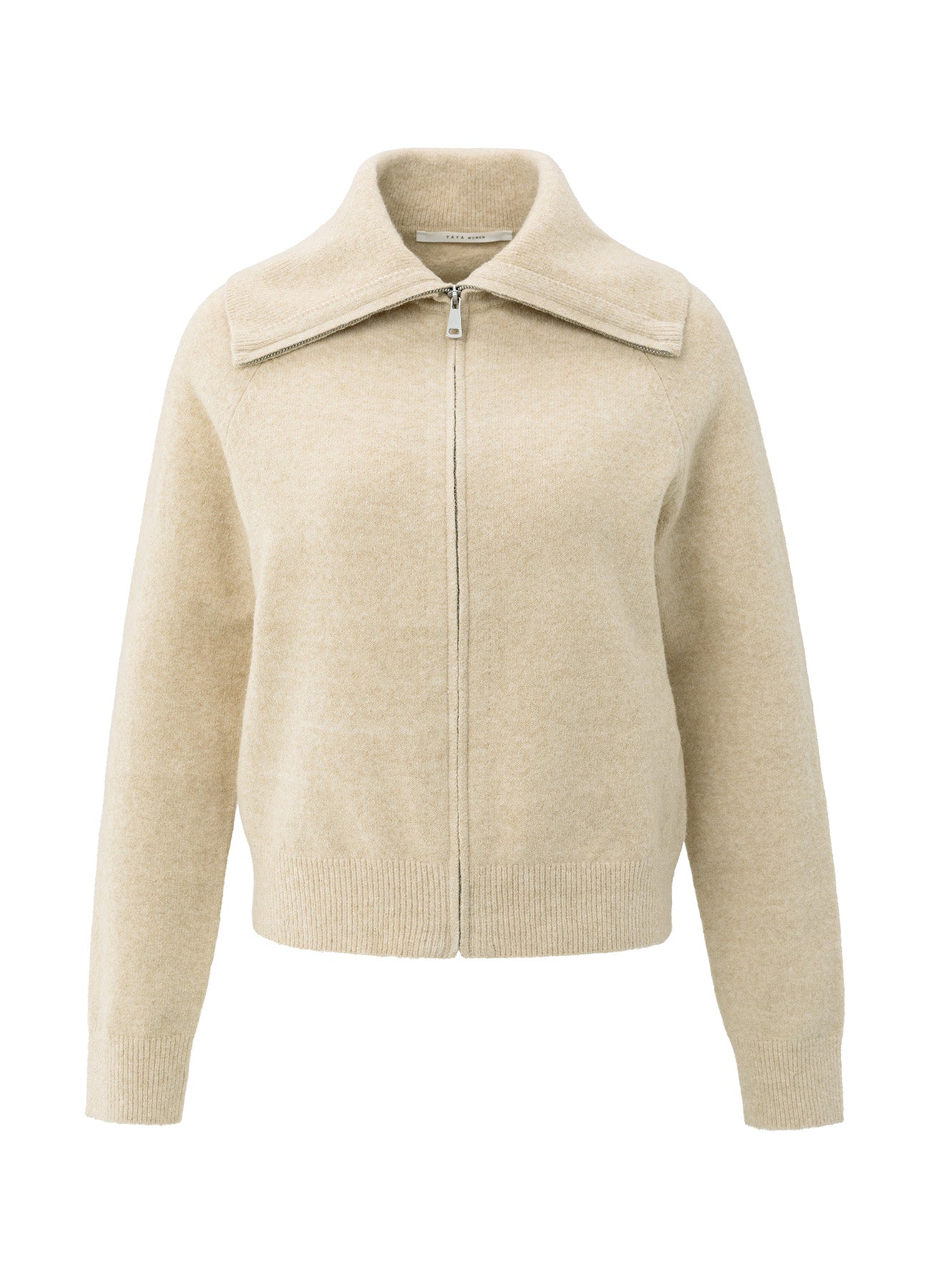 Cardigan With Zipper And Wide : Yellow Sand Beige Melange 99009