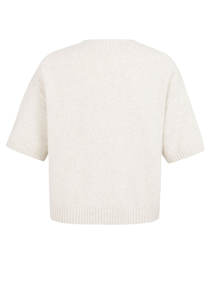 Short Sleeve Sweater With Artwork : Heather Grey Melange 990402
