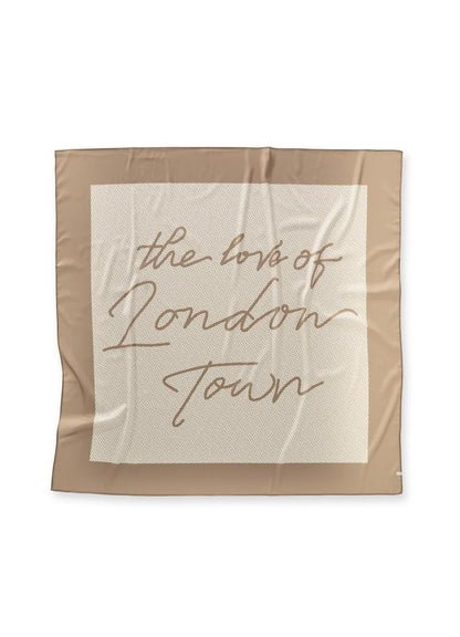 Woven Square Scarf With Print : Tan Brown Dessin 990511