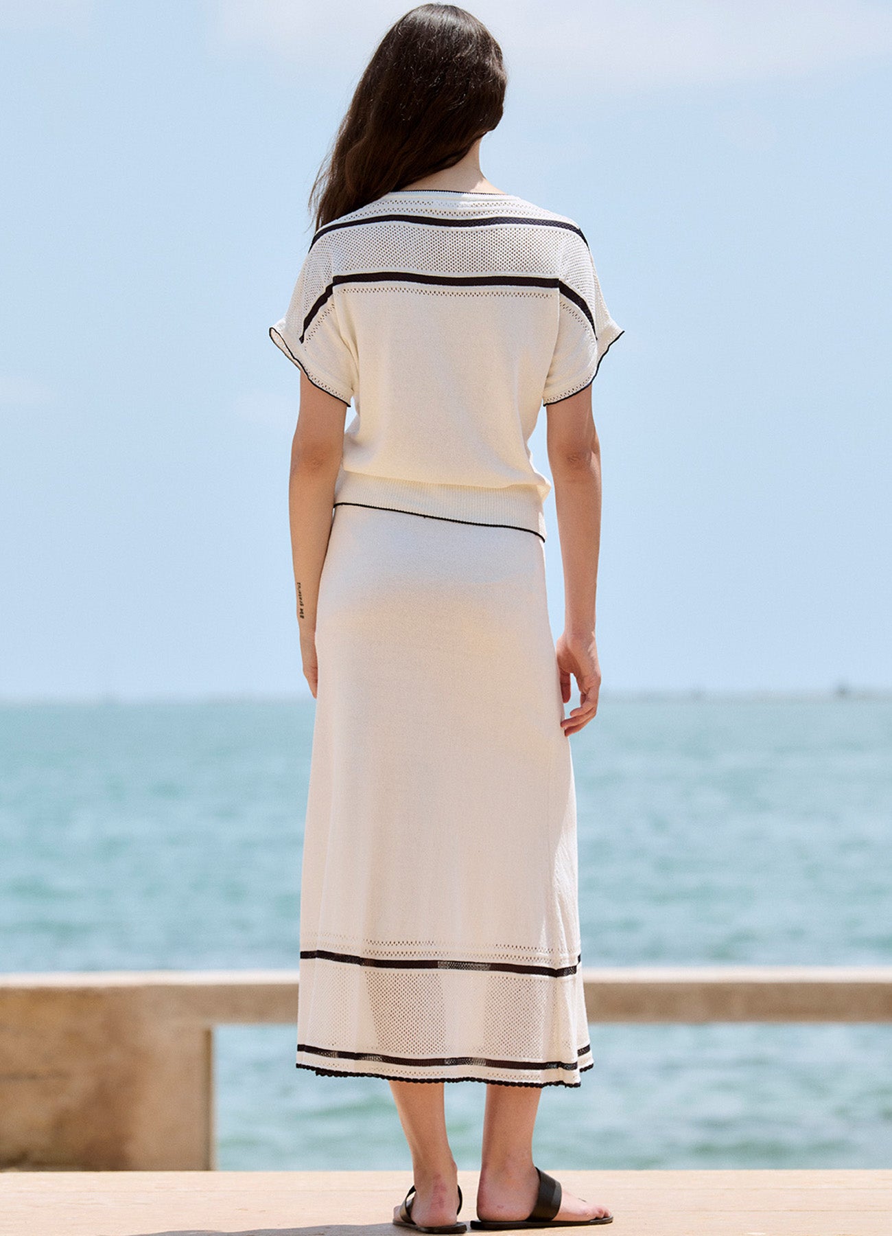 Skirt : 1000-Cream/Navy