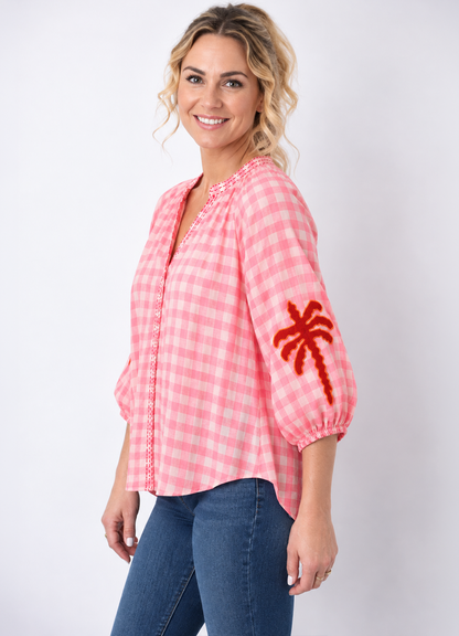 Chemisier Manche 3/4 Brode : 0400 Rose Clair