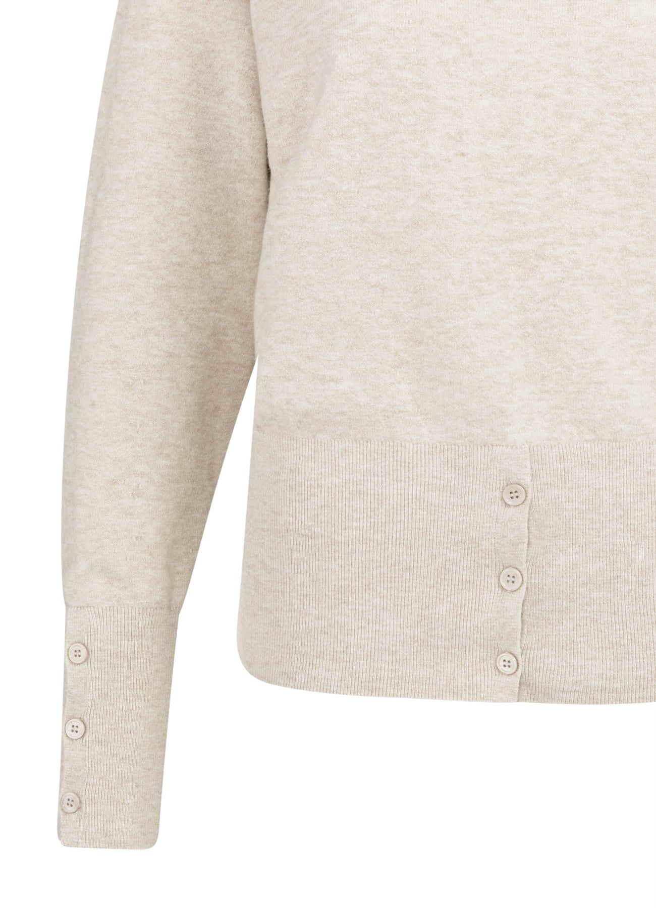 High Neckline Sweater With Buttons : Heather Grey Melange 990402