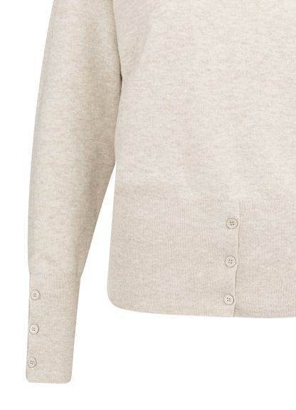 High Neckline Sweater With Buttons : Heather Grey Melange 990402
