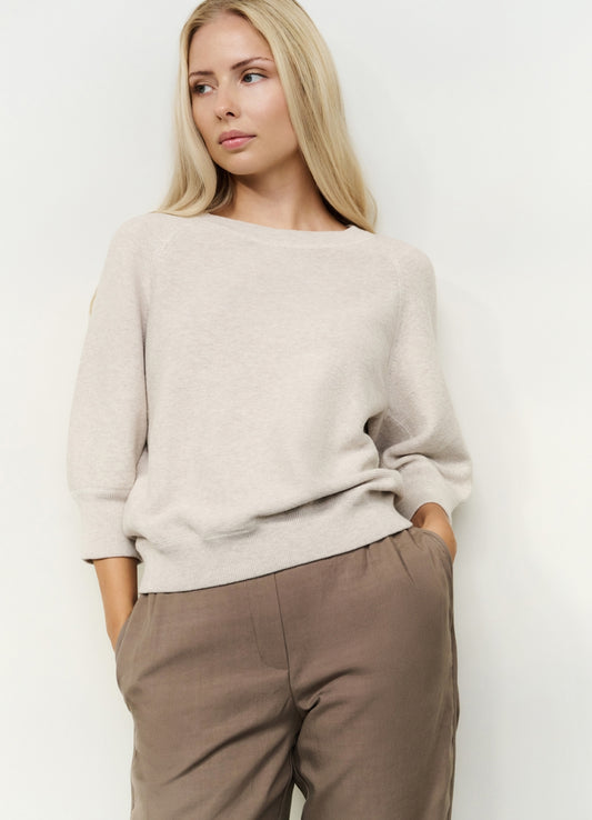 Sweater With Raglan : Milk Brown Melange 999512