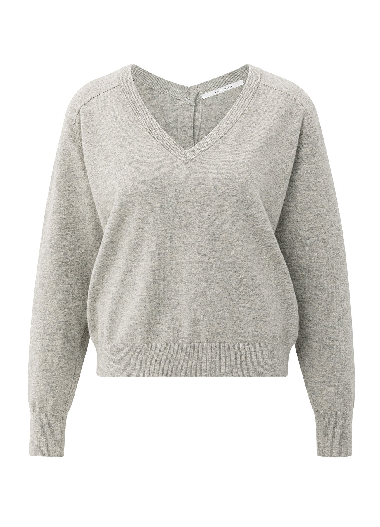 Double V-Neck Sweater With But : Brownish Grey 99018