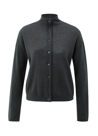 Textured Cardigan High Necklin : Oyster Black 90205