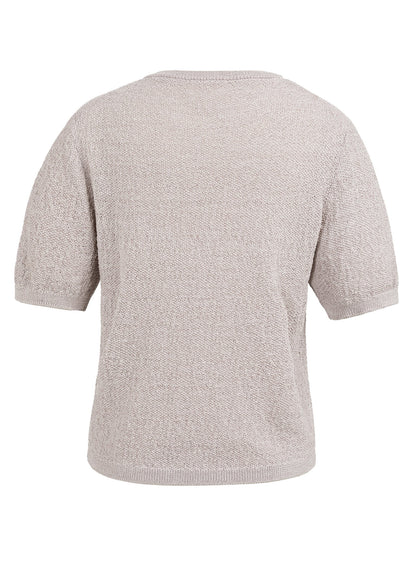 Textured Sweater Short Sleeve : Mauve Purple Dessin 990541