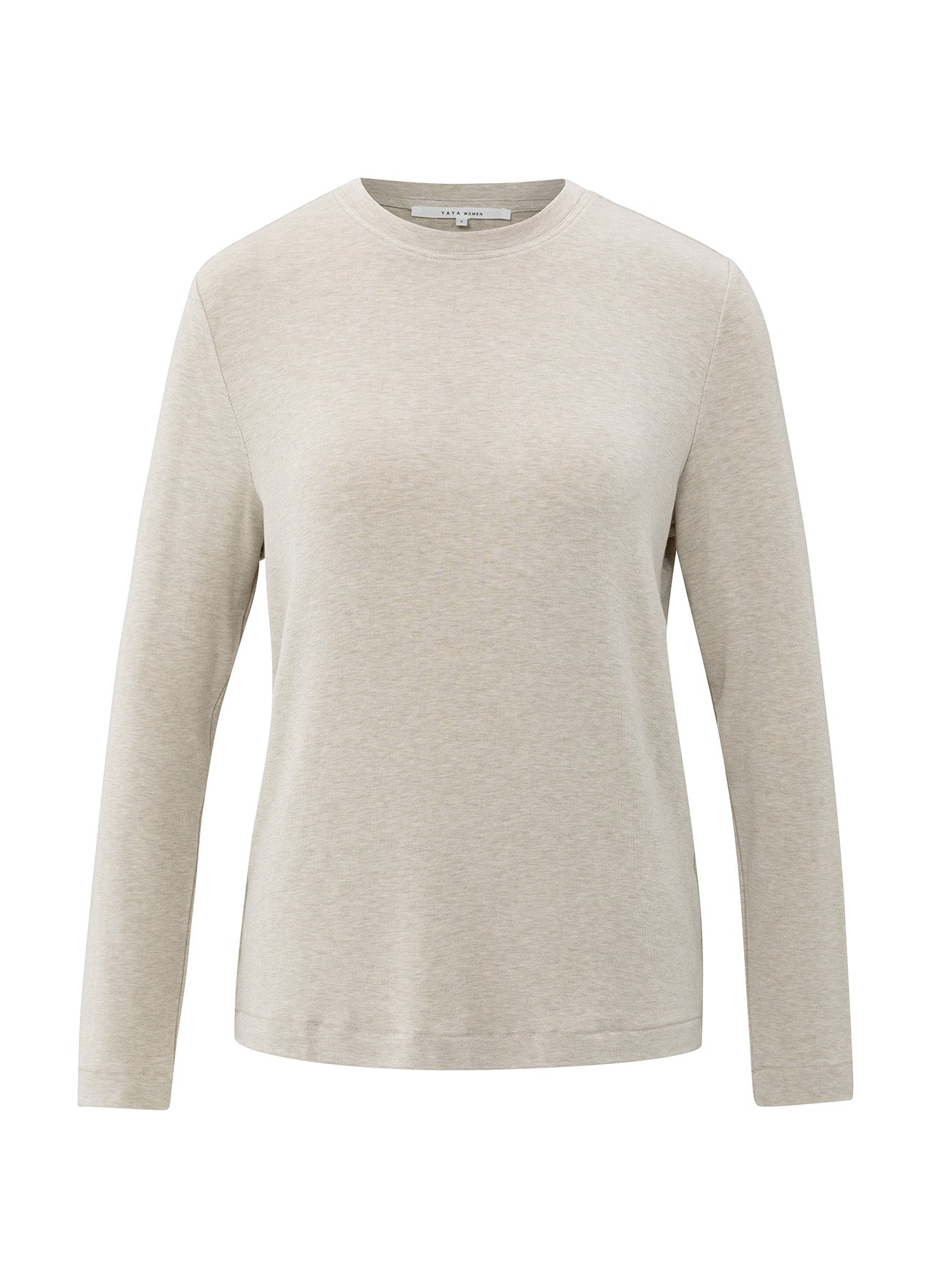 Long Sleeve Heavy Weight Jersey Top : Almond Milk Beige Melange