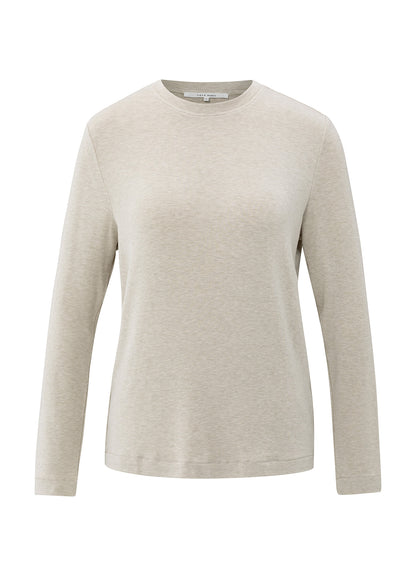 Long Sleeve Heavy Weight Jersey Top : Almond Milk Beige Melange