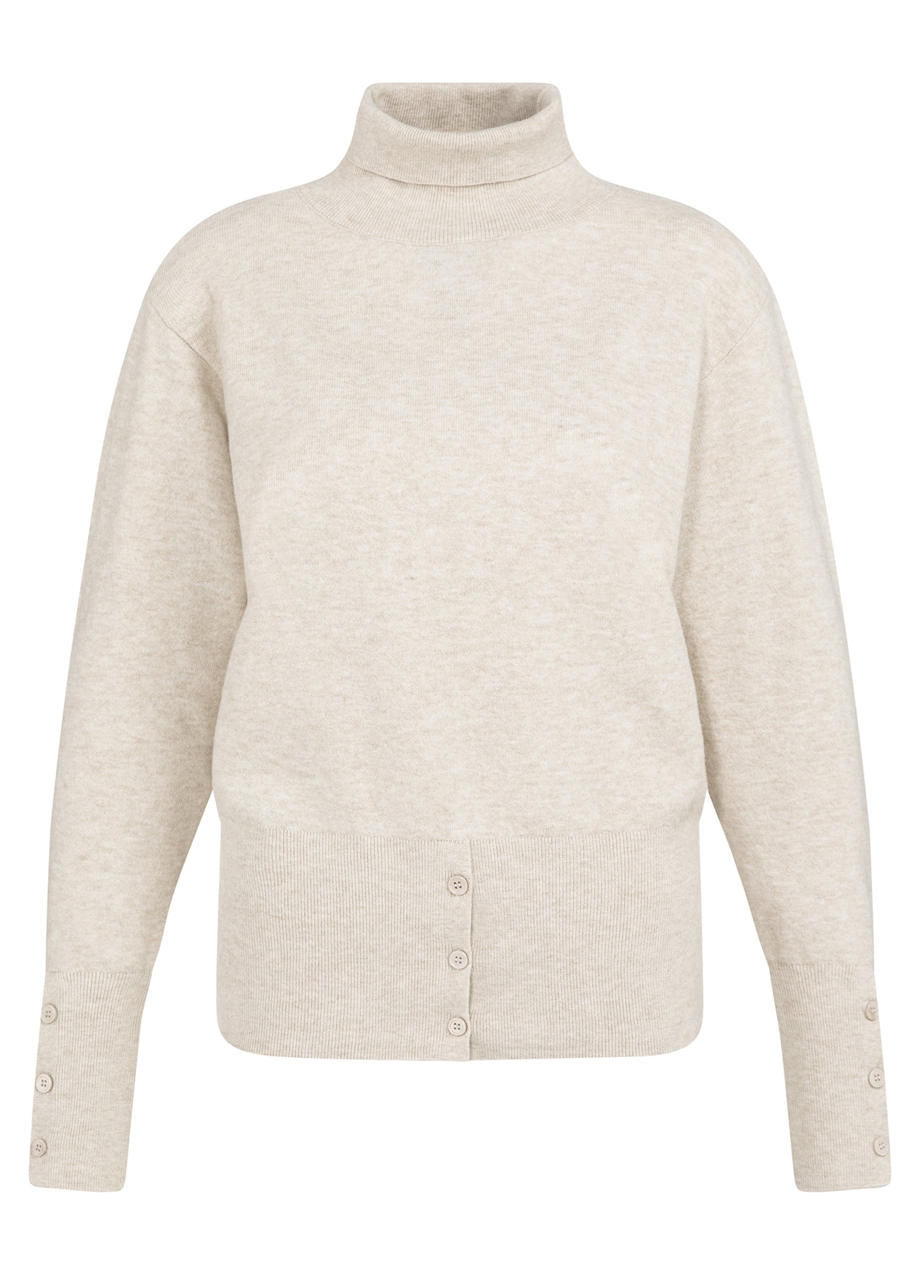 High Neckline Sweater With Buttons : Heather Grey Melange 990402