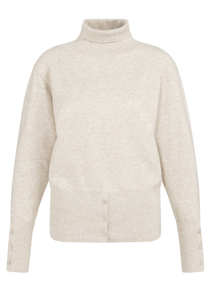 High Neckline Sweater With Buttons : Heather Grey Melange 990402