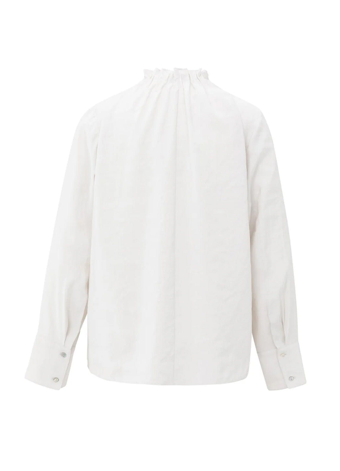 Ruffled High Neck Top : Early Frost White 990302