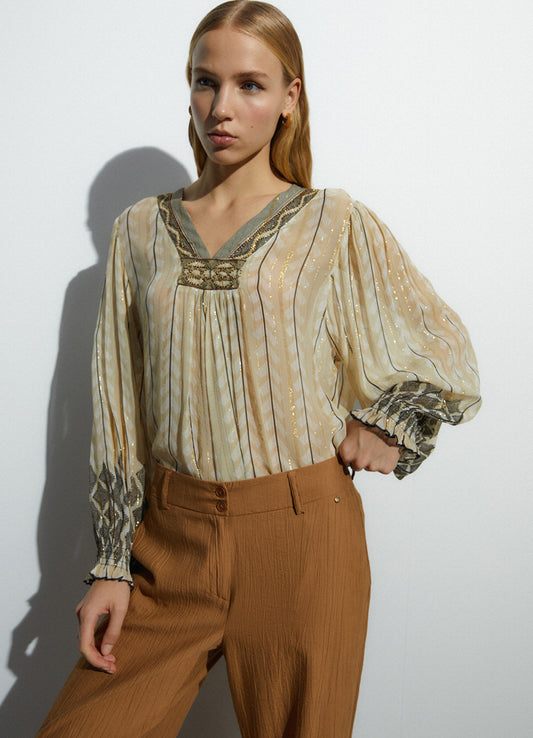 Blouse : Beige-7