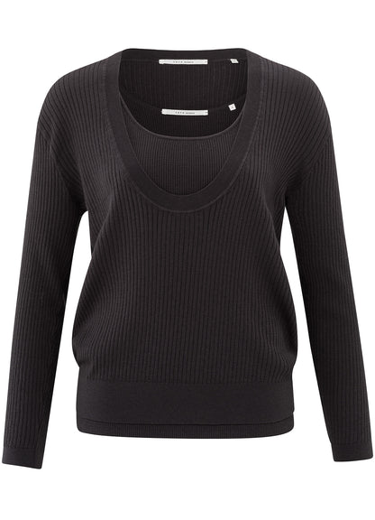Round Rib Sweater With Tanktop : Phantom 94205