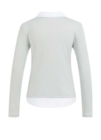 Faux Double Layer Top With Blo : Vapor Blue Grey 44203
