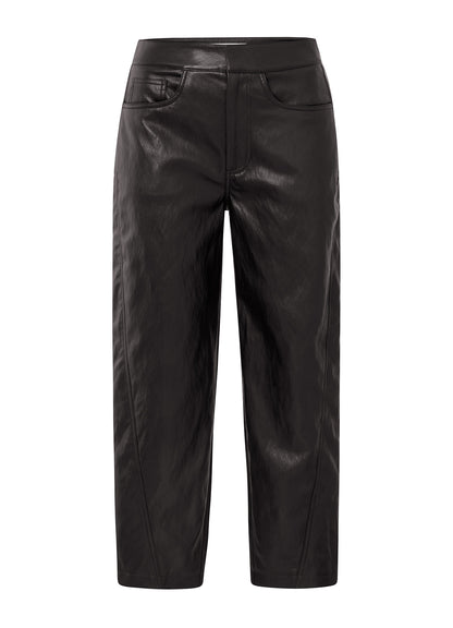 Faux Leather Carrot Fit Trouse : Anthracite Brown 99029