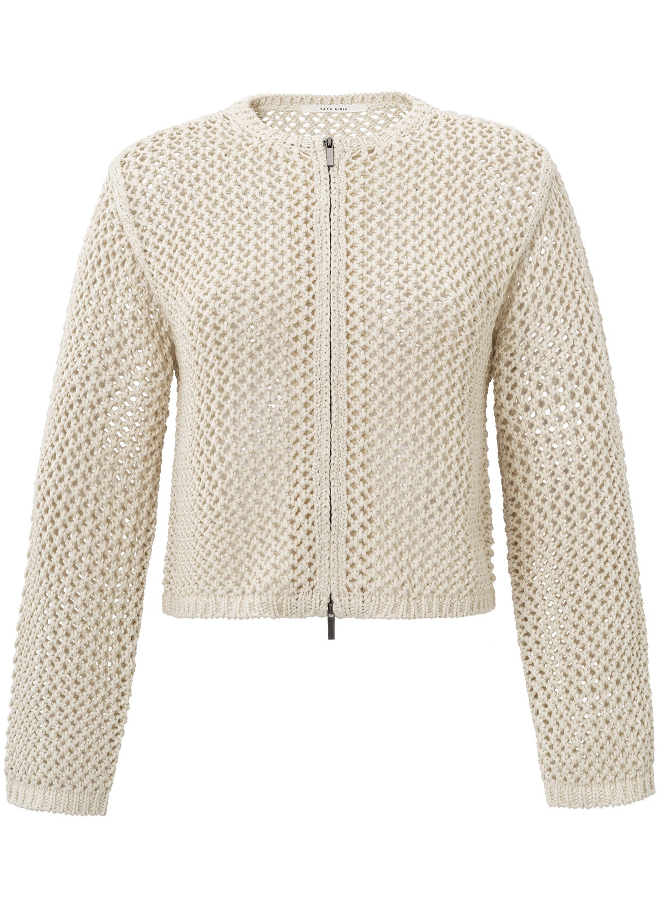 Mesh Stitch Cardigan With Zipper : Summer Sand 20908