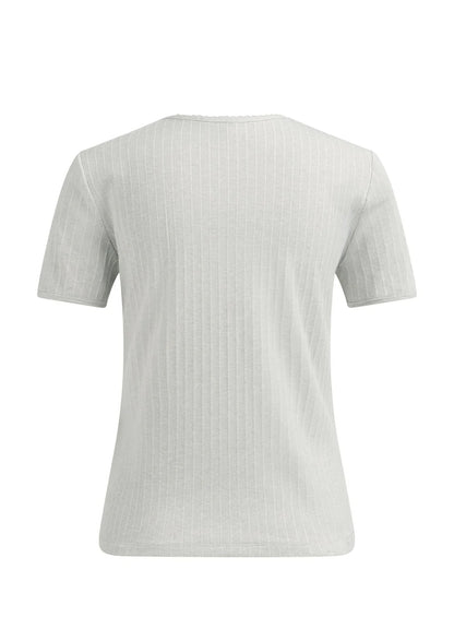 Short Sleeve T-Shirt In Ribbed : Mist Green Melange 990432