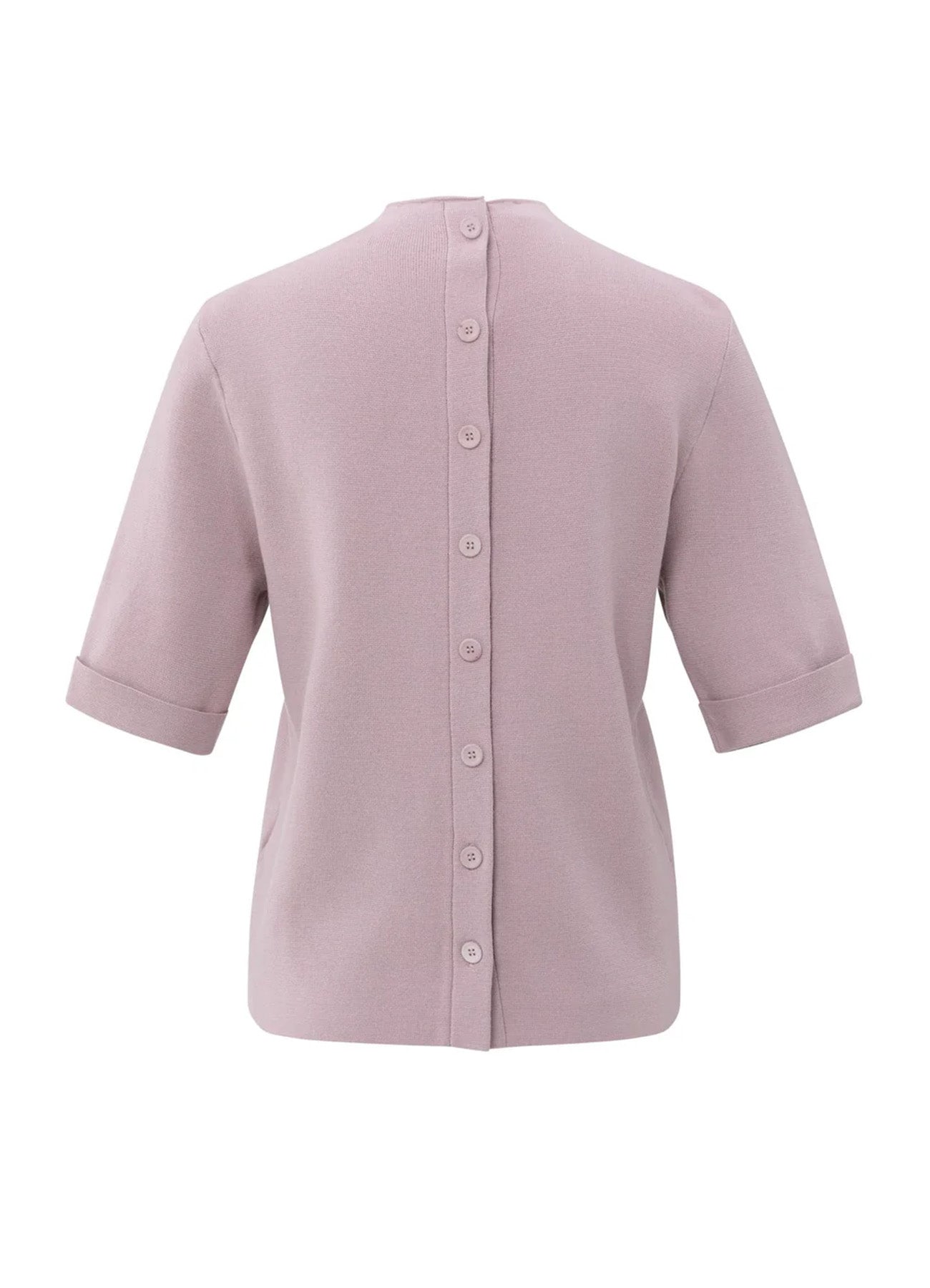 Short Sleeve Sweater With Buttons At Back : Cloud Gray Purple 80307
