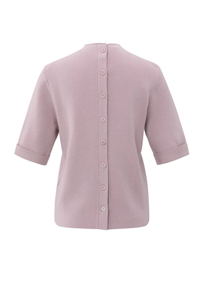 Short Sleeve Sweater With Buttons At Back : Cloud Gray Purple 80307