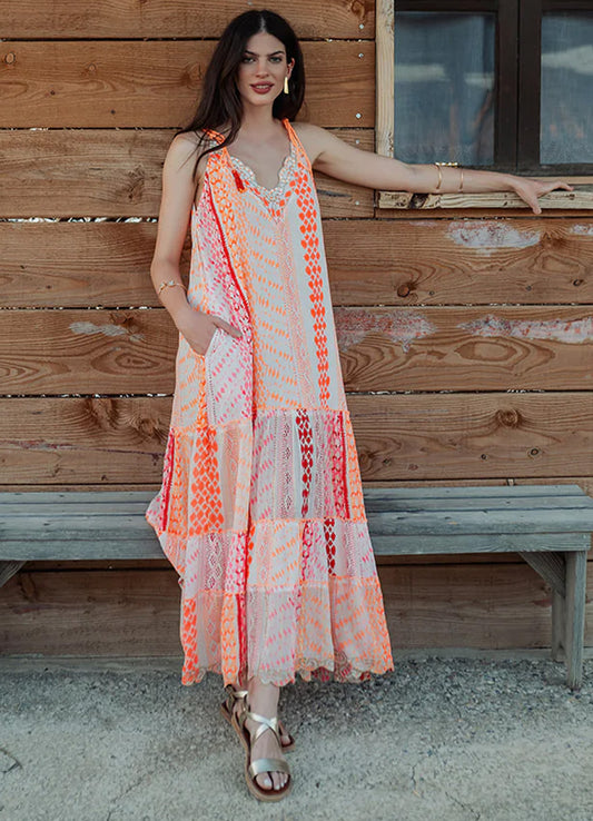 Straps Long Dress : Multicolor