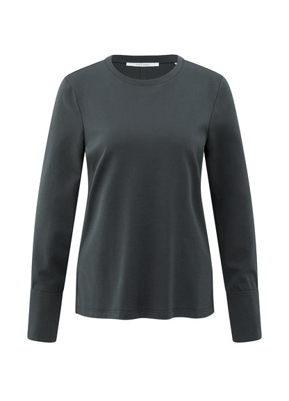 Long Sleeve Jersey Top With Wo : Oyster Black 90205