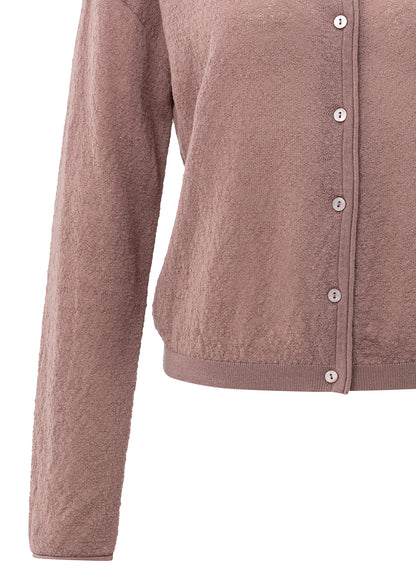 Textured Cardigan High Necklin : Blush Pink 99016