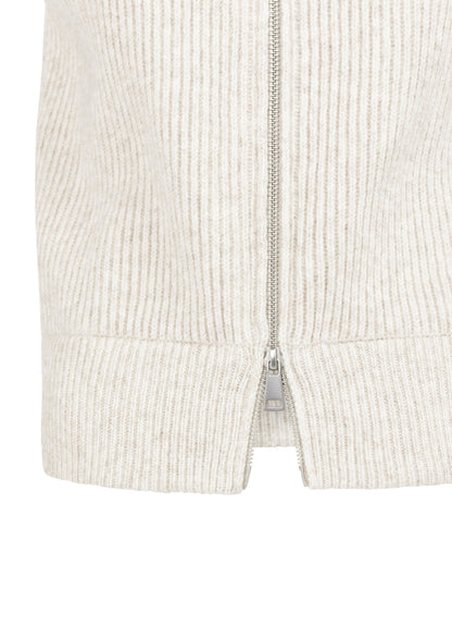 Knitted Sleeveless Cardigan With Zipper : Heather Grey Melange 990402